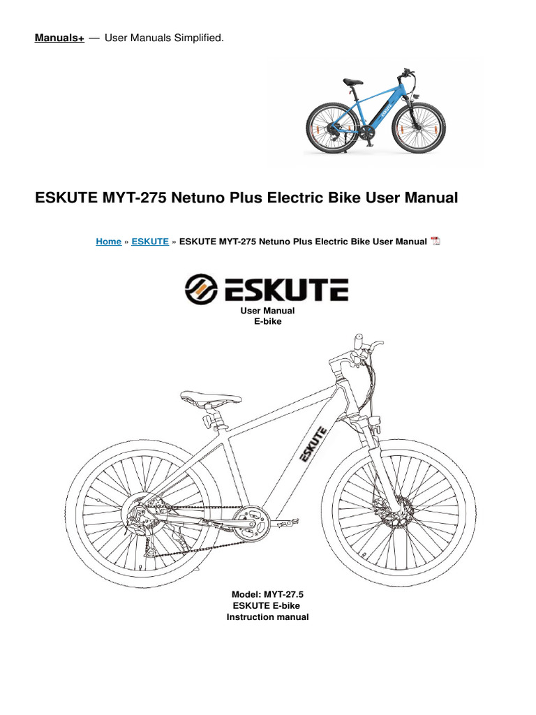 Photo inspiration: Electric Bike Conversion Pdf Guide Download Reference: Eskute Myt 275 Electric Bike Manual Pdf