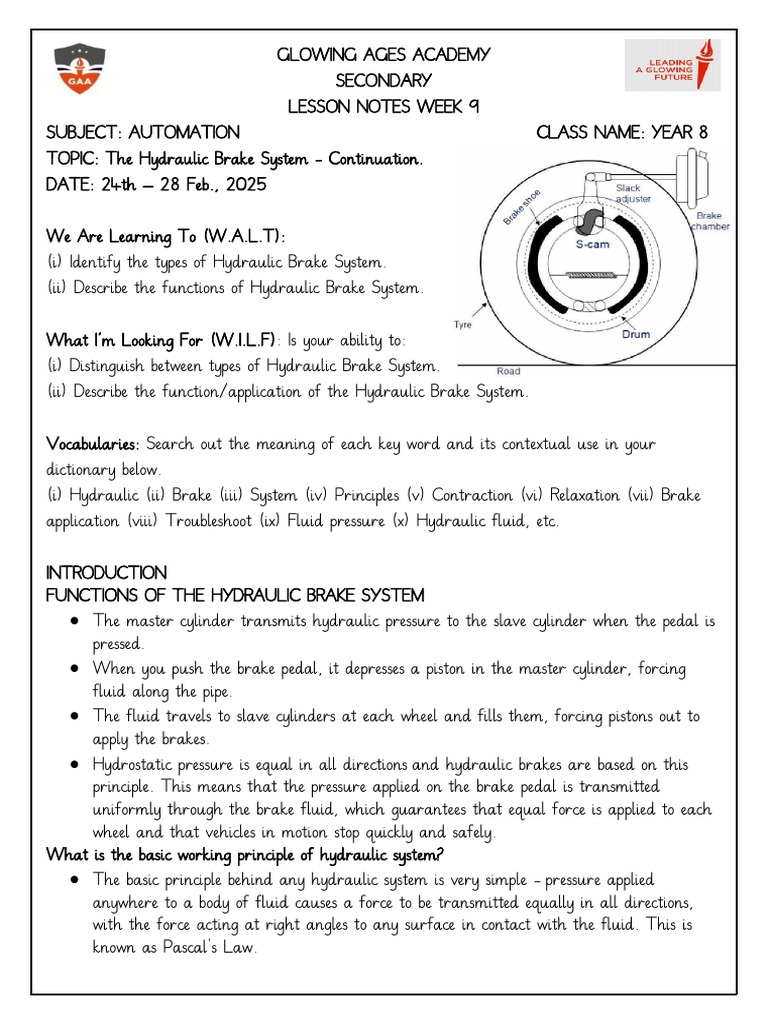 Hydraulic Brake System Overview | PDF | Brake | Transportation Engineering