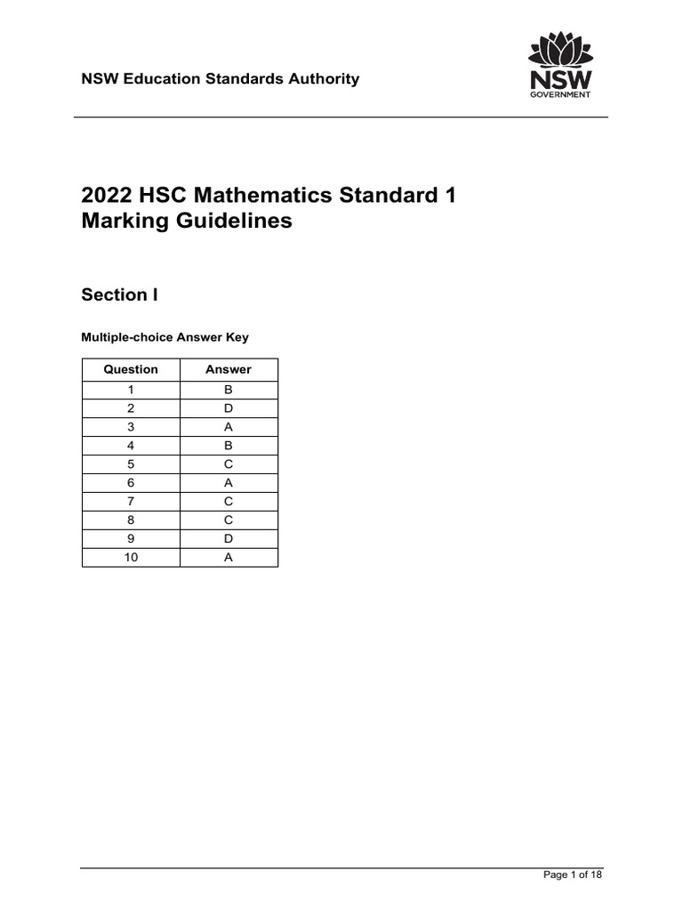 2022 HSC Mathematics Standard 1 Guidelines | PDF | Statistics | Bracket