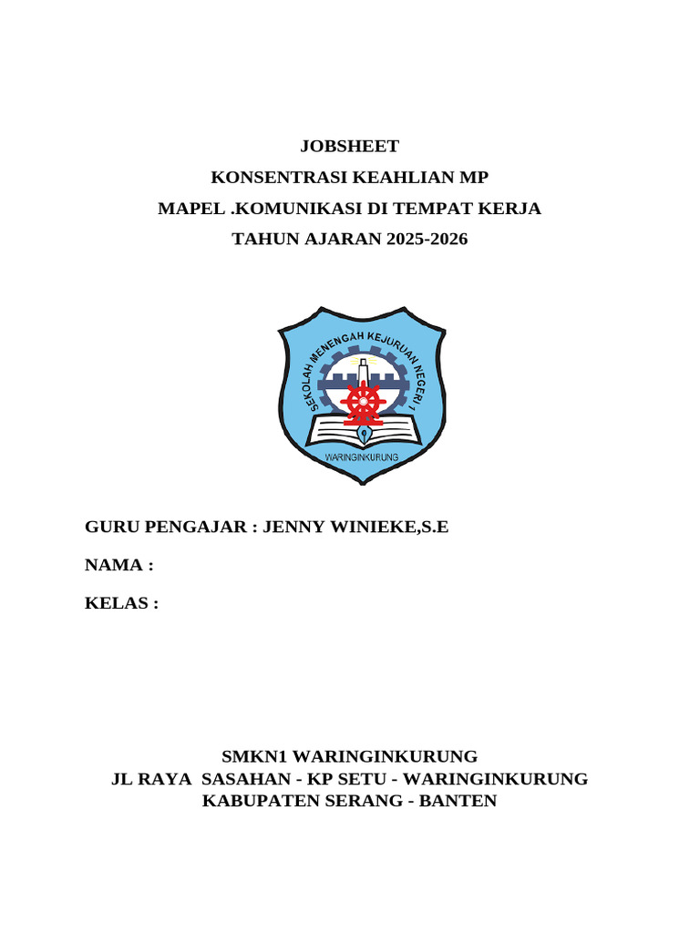 Cover Jobsheet Smkwar New | PDF