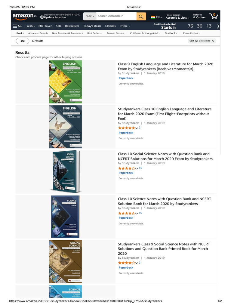 CBSE Study Materials on Amazon.in | PDF