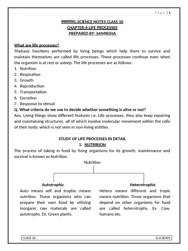 Life Processes in Organisms Explained | PDF | Blood Pressure | Cellular ...