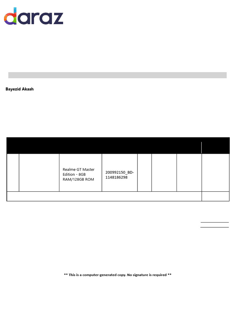 Daraz Bangladesh Sales Invoice FP036811028716516 | PDF | Invoice | Business