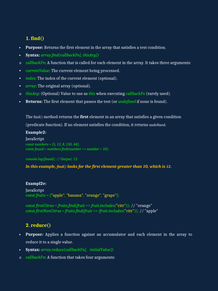 JavaScript Array Methods Explained | PDF | Java Script | Function ...