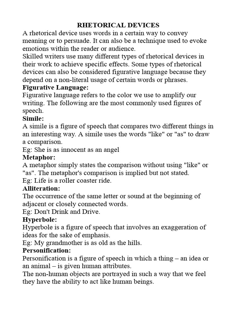 Understanding Rhetorical Devices | PDF | Metaphor | Linguistics