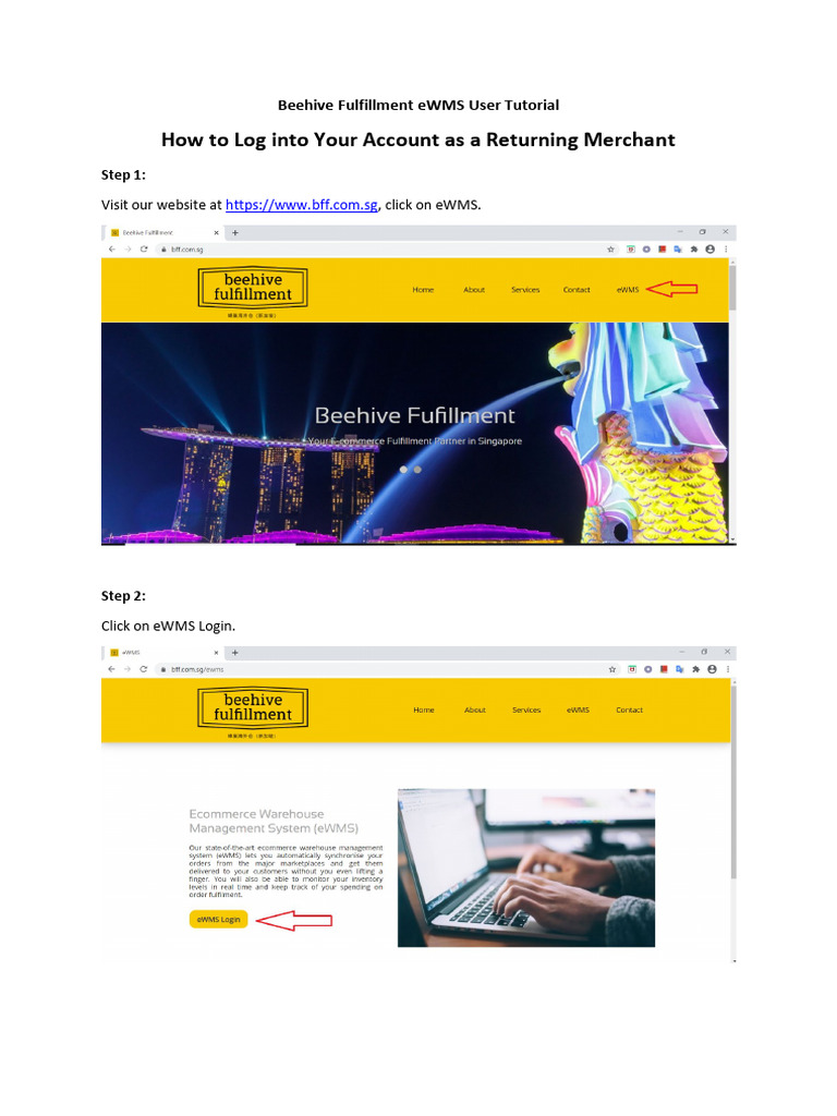 How To Log Into Your Account As A Returning Merchant | PDF