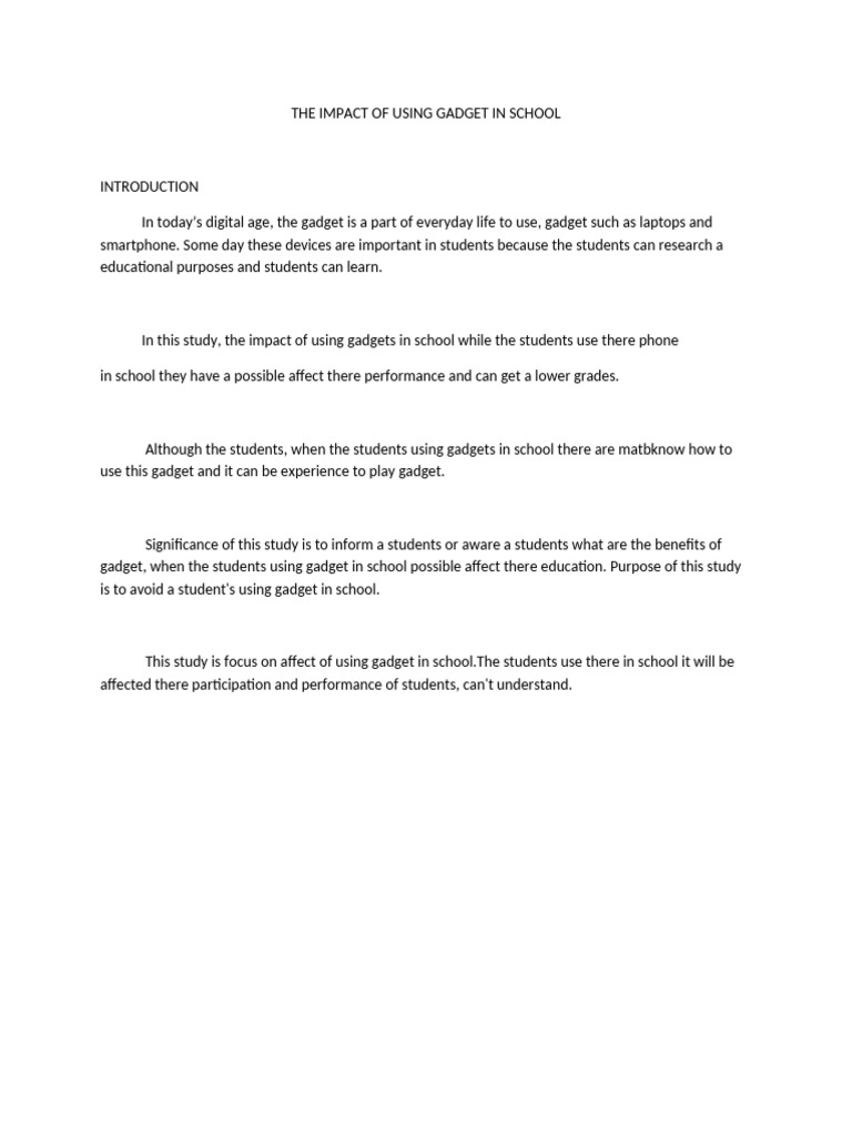 Impact of Gadgets on Student Performance | PDF