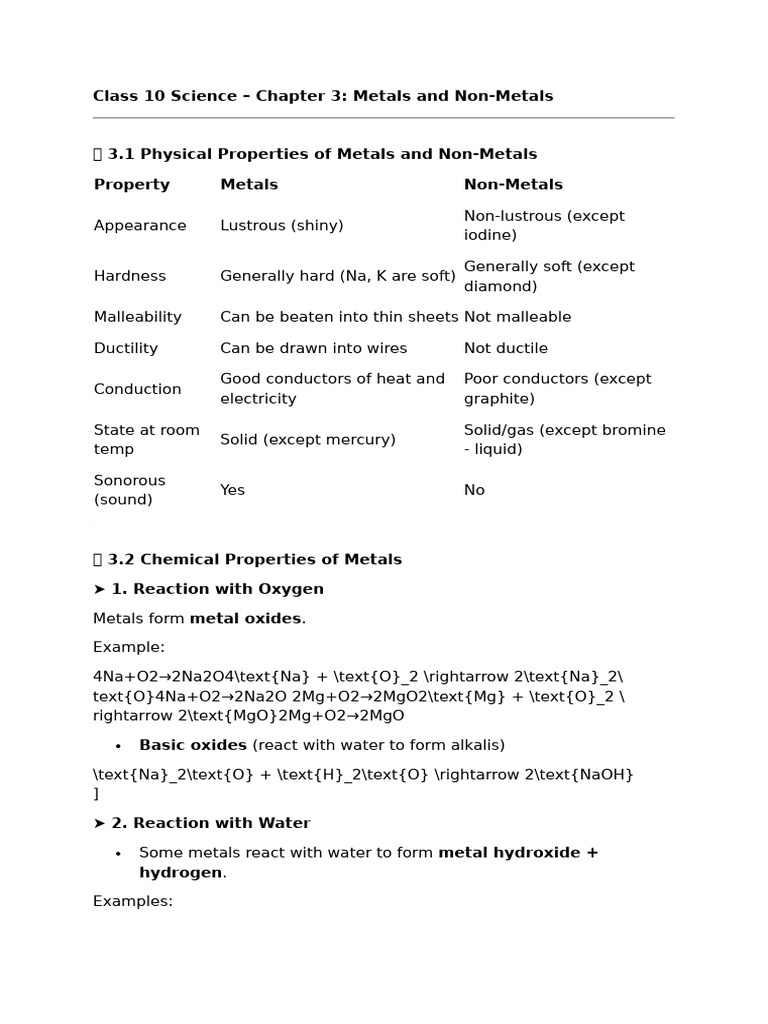 Class 10 Science CH3 | PDF | Metals | Iron