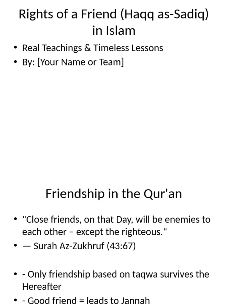 Rights and Responsibilities of Friendship | PDF | Muhammad | Abrahamic ...