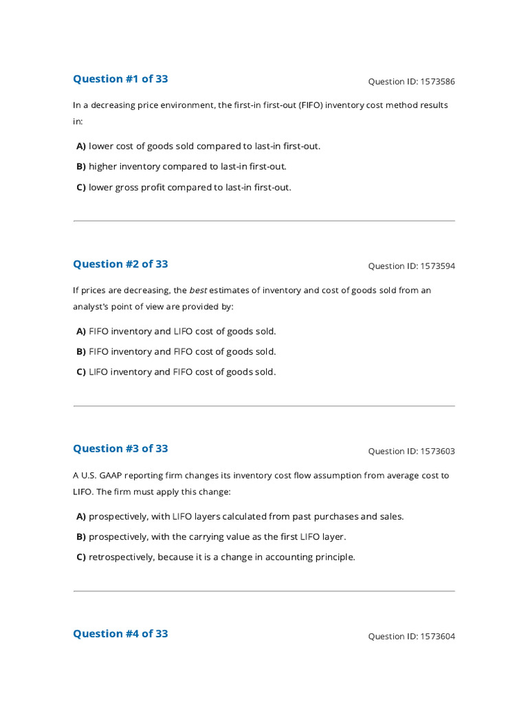 Reading 34 Analysis of Inventories | PDF | Cost Of Goods Sold | Inventory