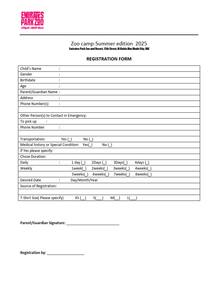 Summer Camp Registration Form-2025-English | PDF