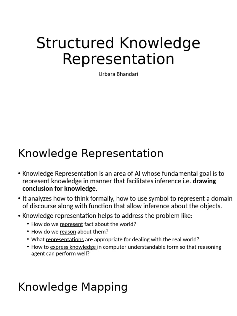 Structured Knowledge Representation in AI | PDF | Knowledge | Knowledge ...