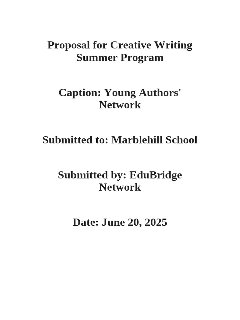 Young Authors' Network Summer Program | PDF | Creative Writing | Literacy