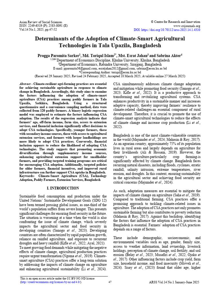 ARSS+Vol 14+no 1+January-June+2025,+pp 47-52 | PDF | Agriculture | Food ...