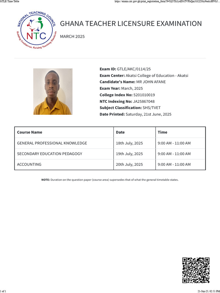 GTLE March 2025 Exam Schedule | PDF
