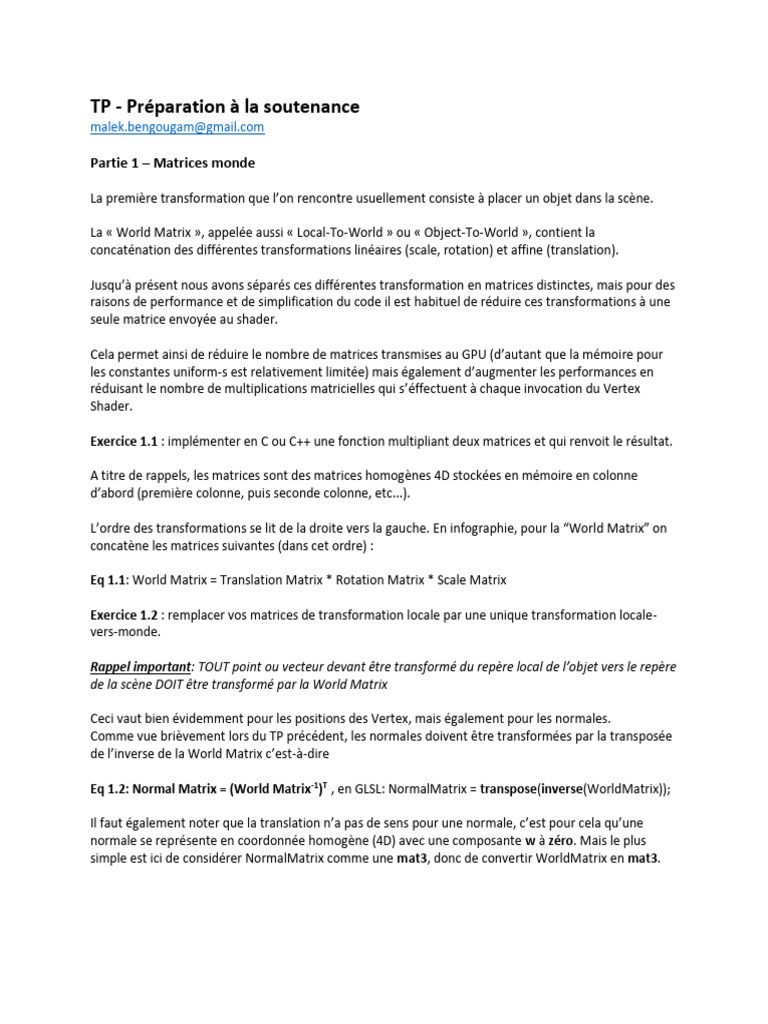 Matrices 3D : World et View Matrix | PDF | Matrice (Mathématiques ...