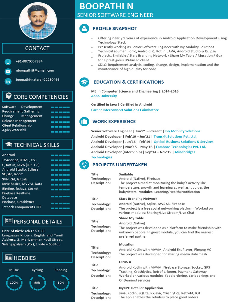 Boopathi Android Resume Exp | PDF | Android (Operating System ...