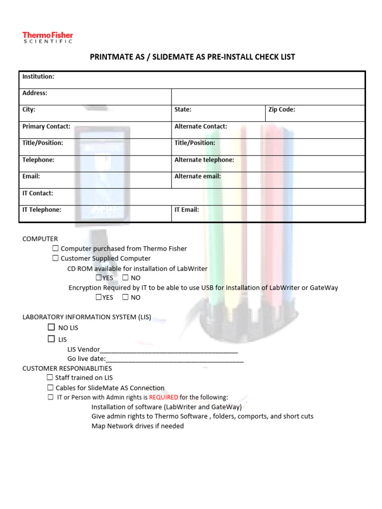 Pre Install Checklist - PrintMate AS and SlideMate AS | PDF ...