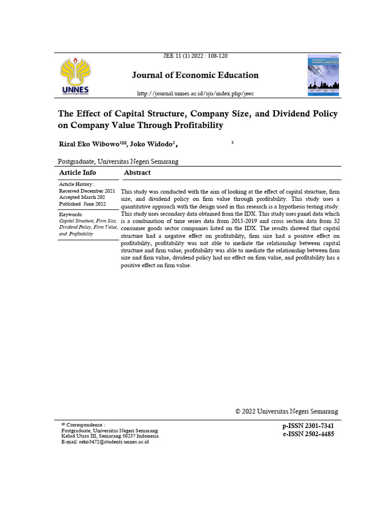 The Effect of Capital Structure, Company Size, and Dividend Policy On ...