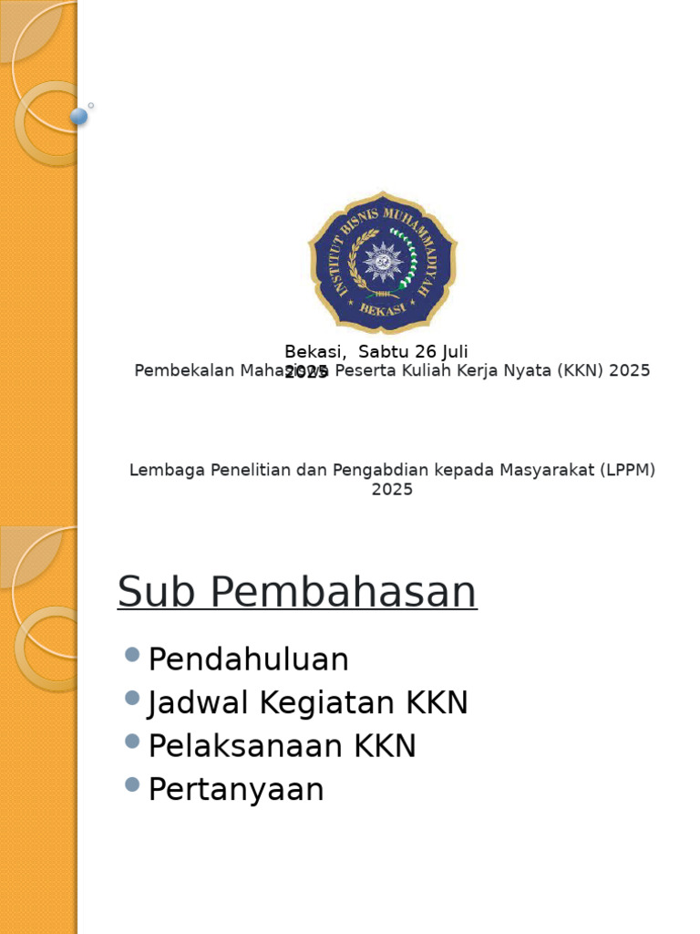 Pembekalan KKN 2025 untuk Mahasiswa | PDF