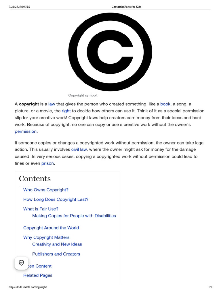 Copyright Explained for Kids | PDF | Copyright | Free Content
