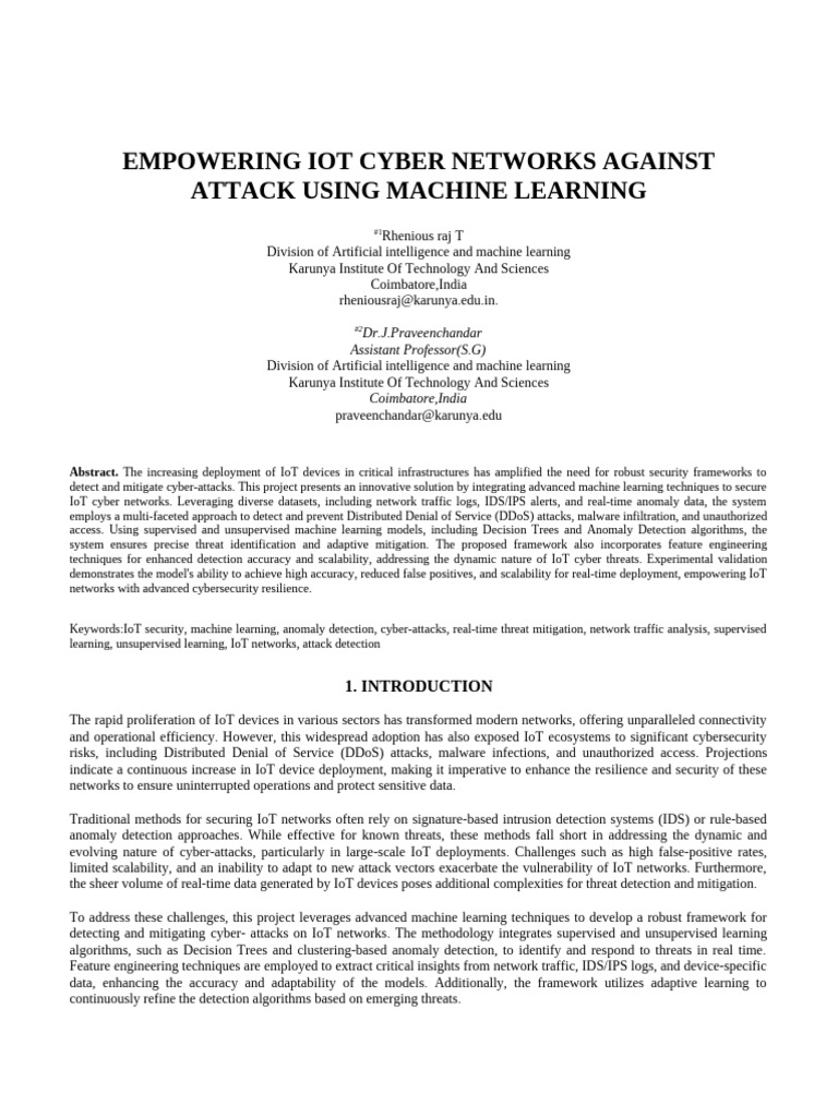 IoT Cybersecurity via Machine Learning | PDF | Internet Of Things ...