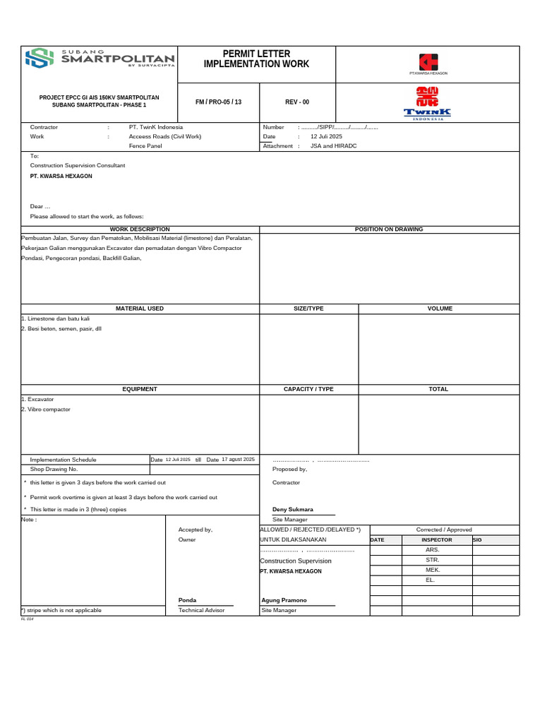 Permit for Civil Work at Smartpolitan | PDF