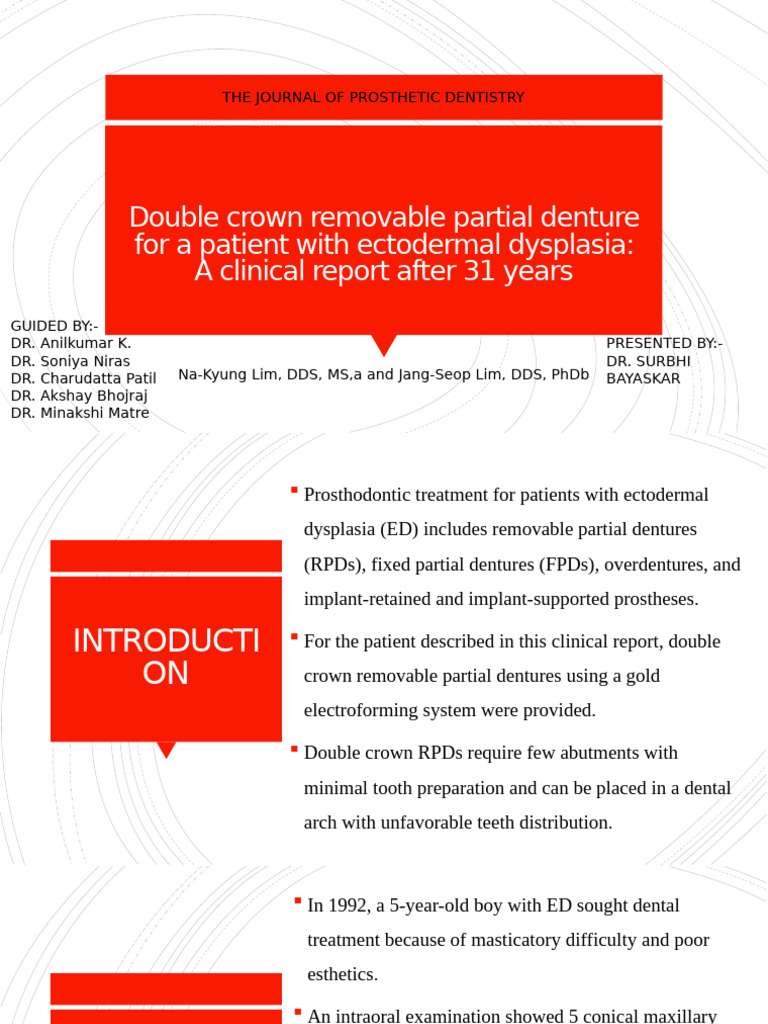 Double Crown RPD for Ectodermal Dysplasia | PDF | Dental Implant | Dentures