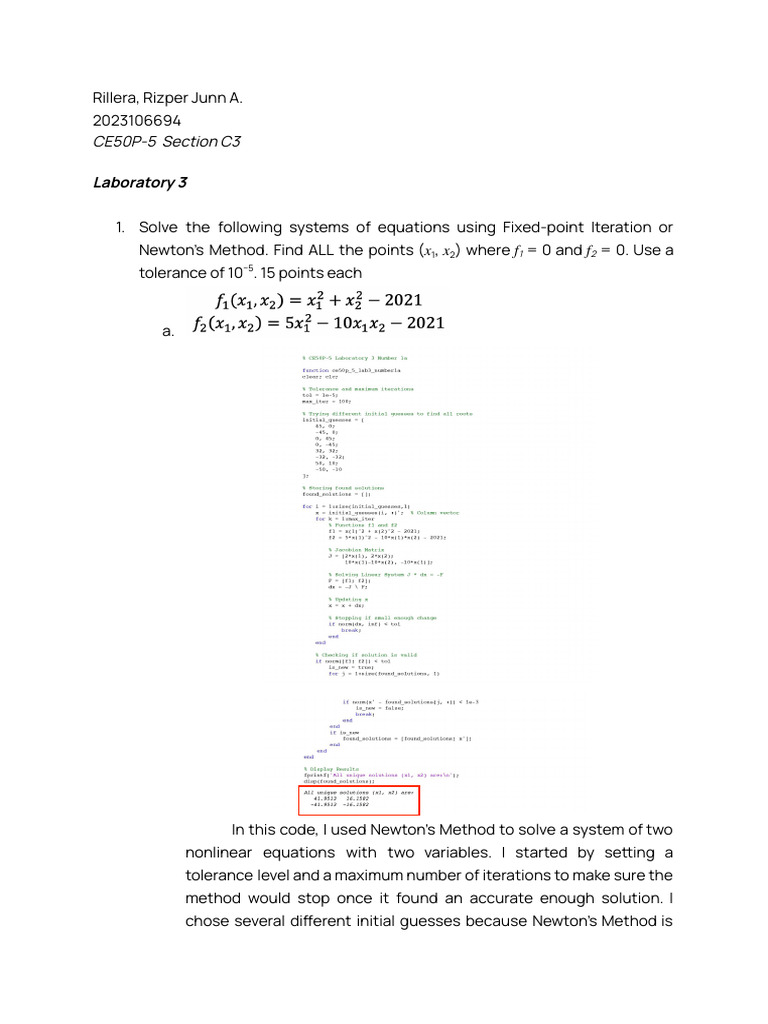 Solving Nonlinear Equations with MATLAB | PDF | Equations ...