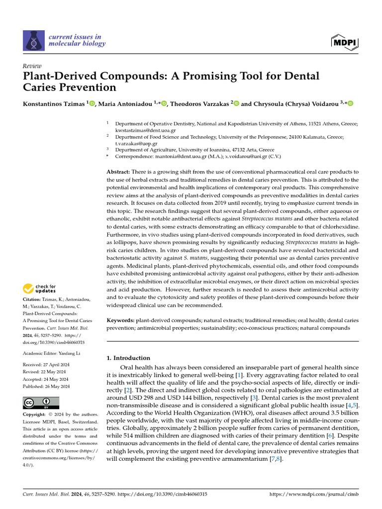 Plant Compounds for Dental Caries Prevention | PDF