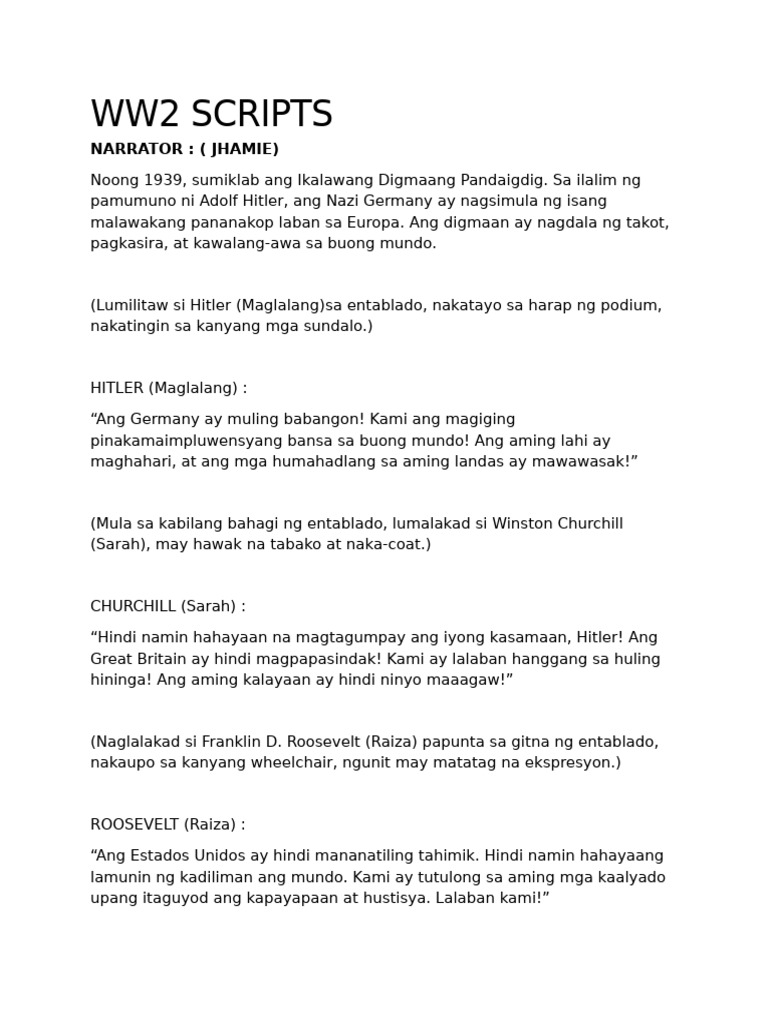 Ww2 Scripts: Narrator: (Jhamie) | PDF