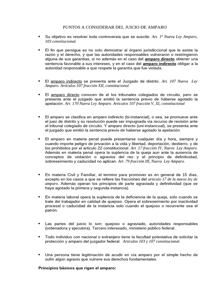 Aspectos Clave del Juicio de Amparo | PDF | Sentencia (ley) | Caso de ley