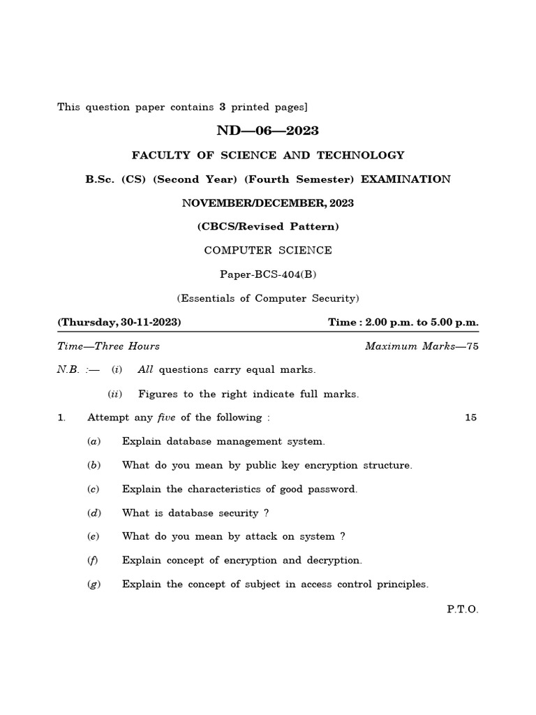 Computer Security Exam Paper 2023 | PDF | Digital Rights | Privacy