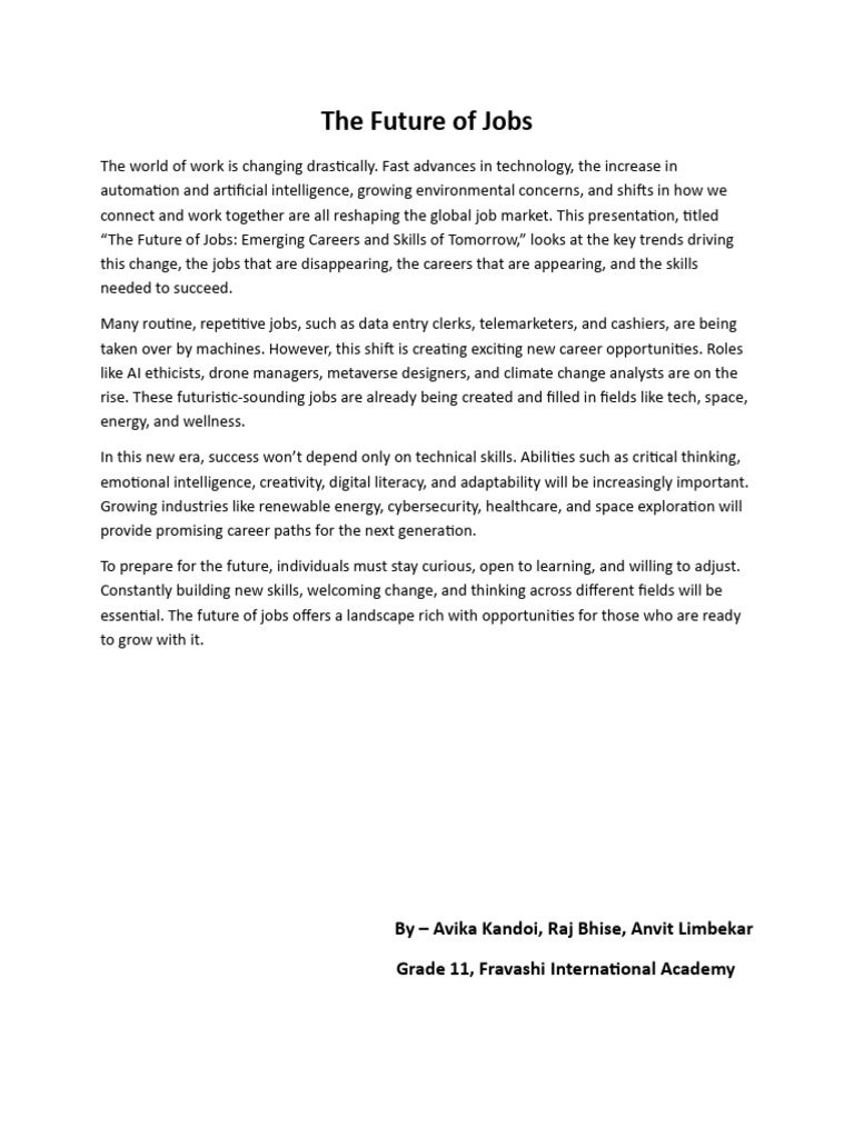 The Future of Jobs - Write Up | PDF