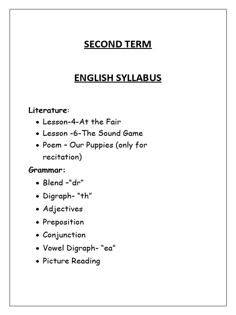 Second Term English Syllabus Overview | PDF