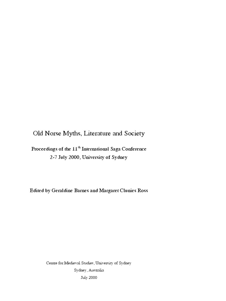 1 Proceedings Of The 11th International Saga Conference Pdf Norse Mythology Saga