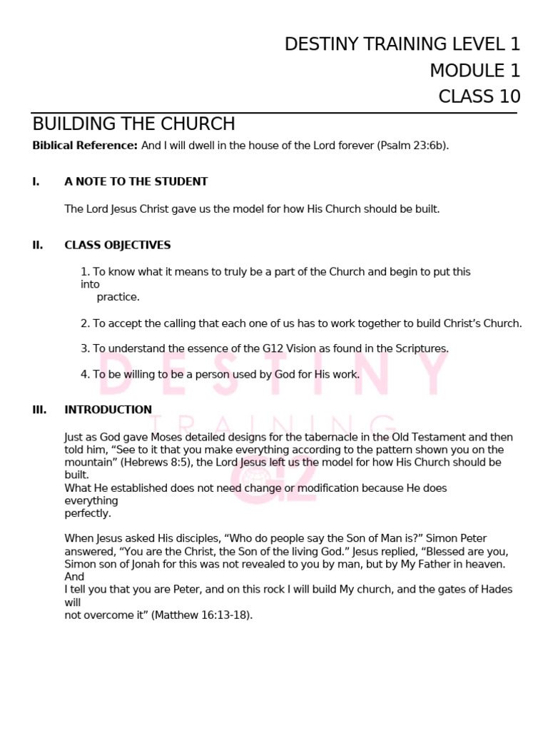 Building the Church: Level 1 Training | PDF | Jesus | Gospel Of Matthew