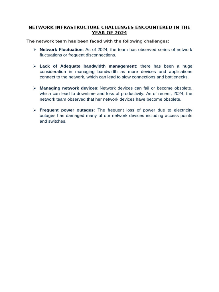 Network Infrastructure Challenges, Goals and Objectives | PDF ...