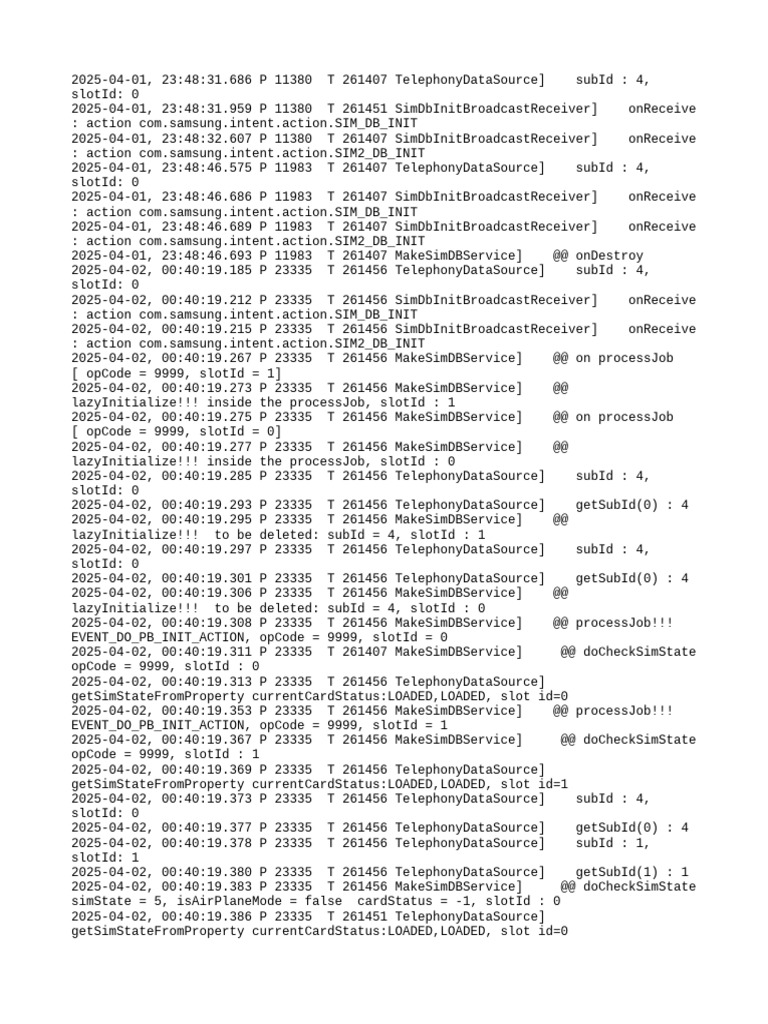 Samsung SIM Database Initialization Logs | PDF