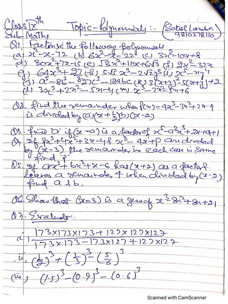 Class 9th Poly (Adv) | PDF