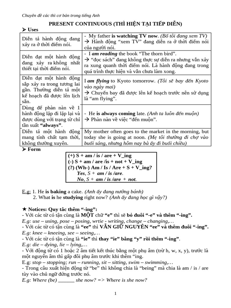 Present Continuous | PDF