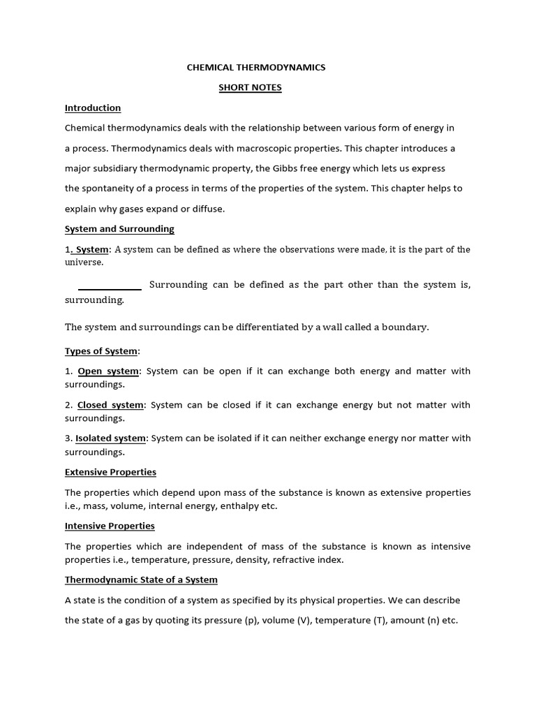 Xi CH 5 Notes Thermodynamics | PDF | Enthalpy | Heat Capacity
