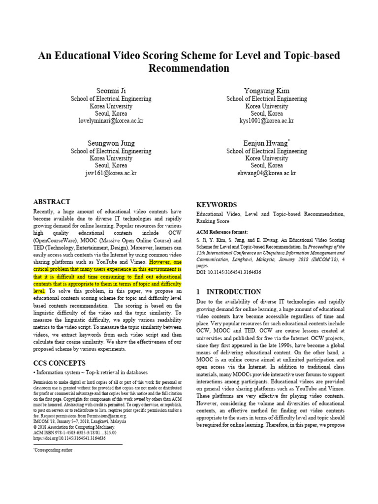 Educational Video Recommendation System | PDF