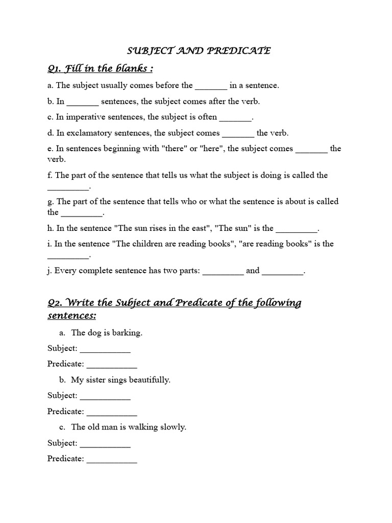 English 1. Subject and Predicate | PDF | Verb