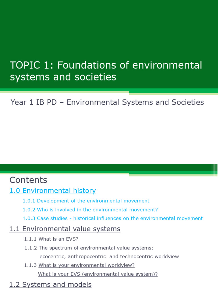 Topic 1 - The Foundations of ESS - From 1.0 To 1.4 | PDF | Ecosystem ...