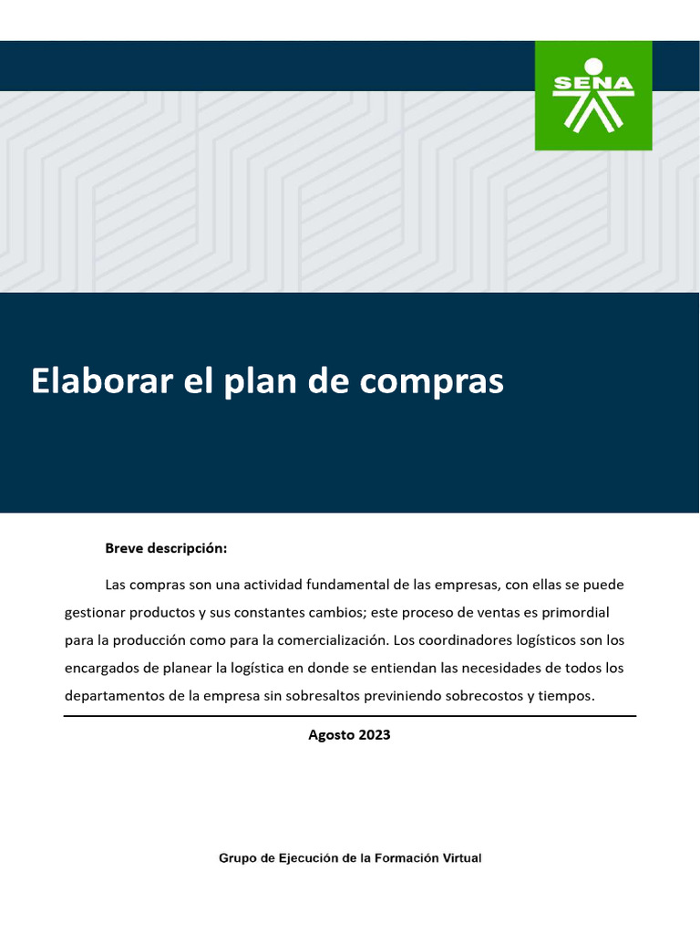 Ejemplo de Plan de Compras PDF | PDF | Logística | Business