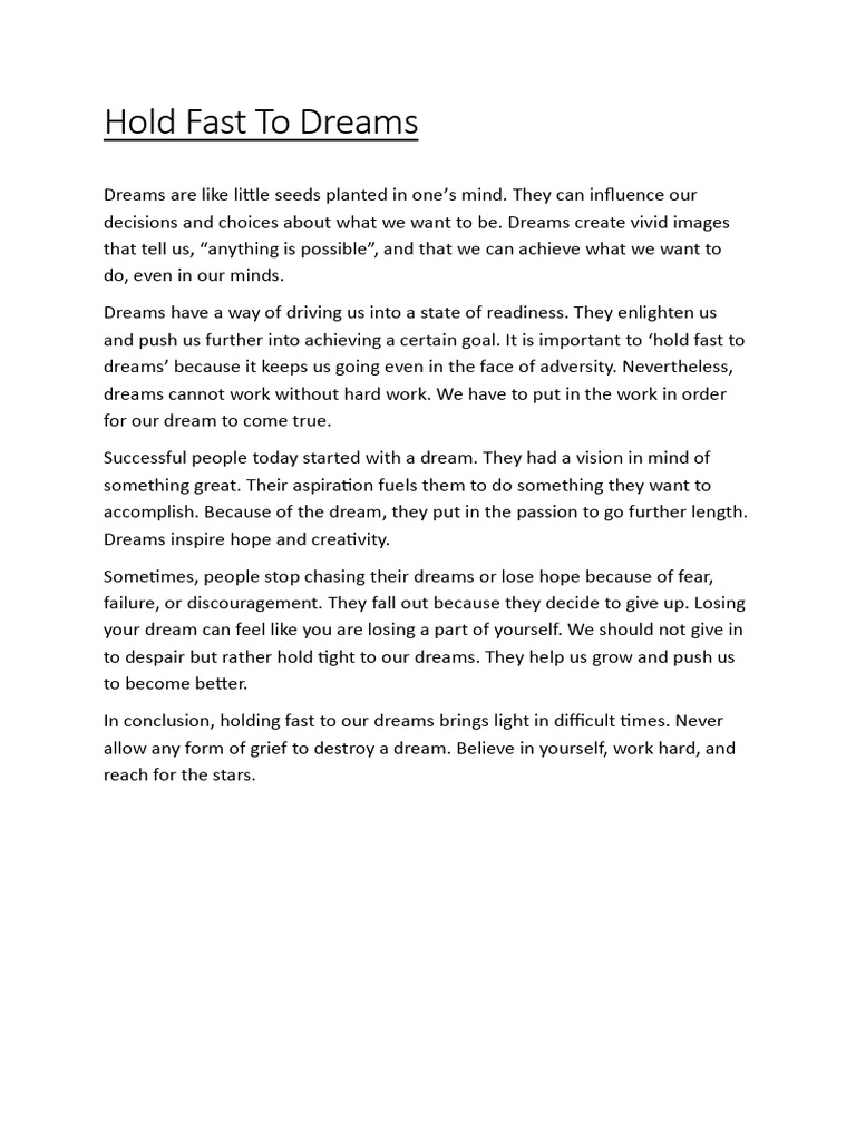 The Power of Holding Fast to Dreams | PDF