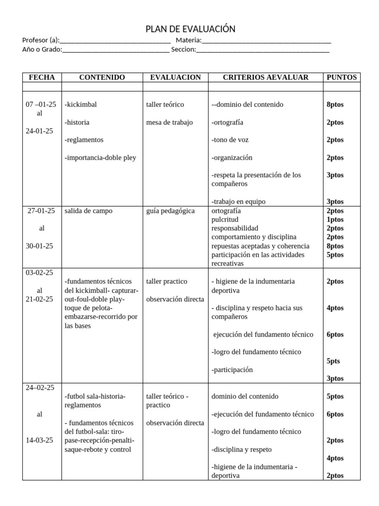 Plan de Evaluacion 3er Año II Momento Modificado | PDF | Evaluación ...