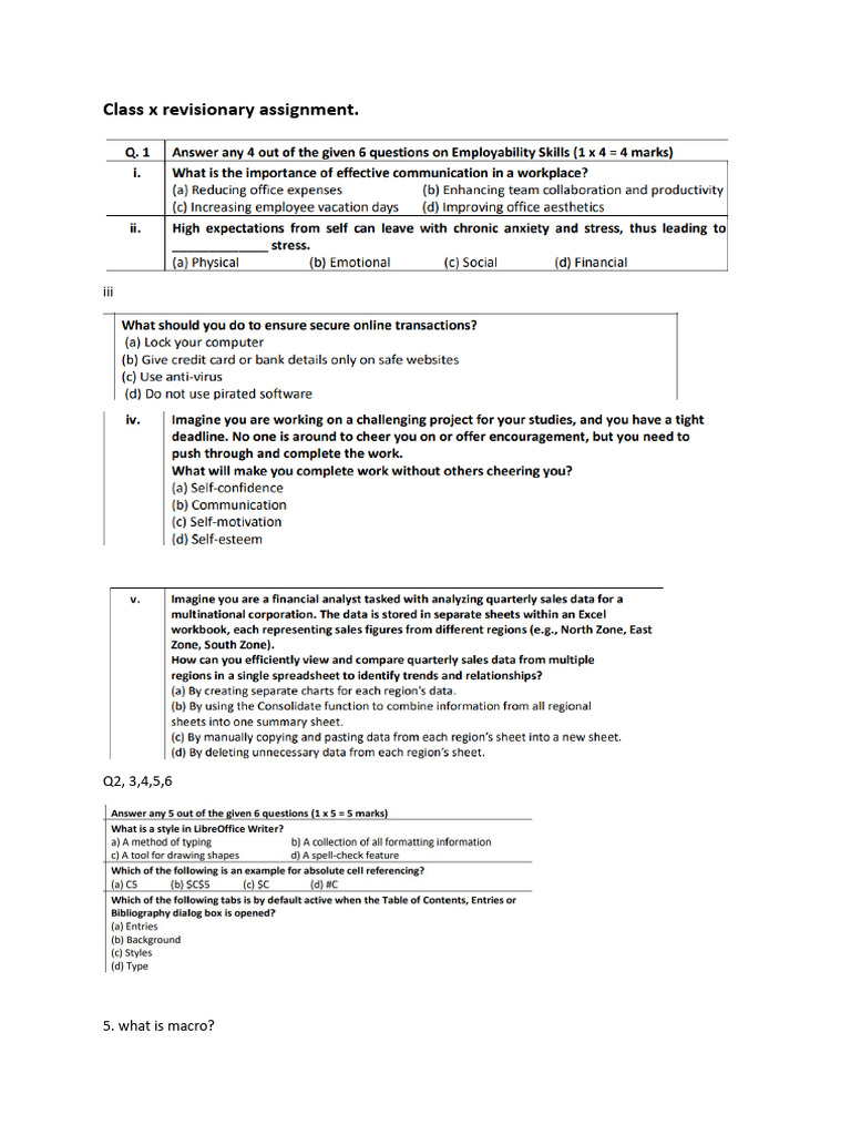 Class X Revision Assignment Guide | PDF