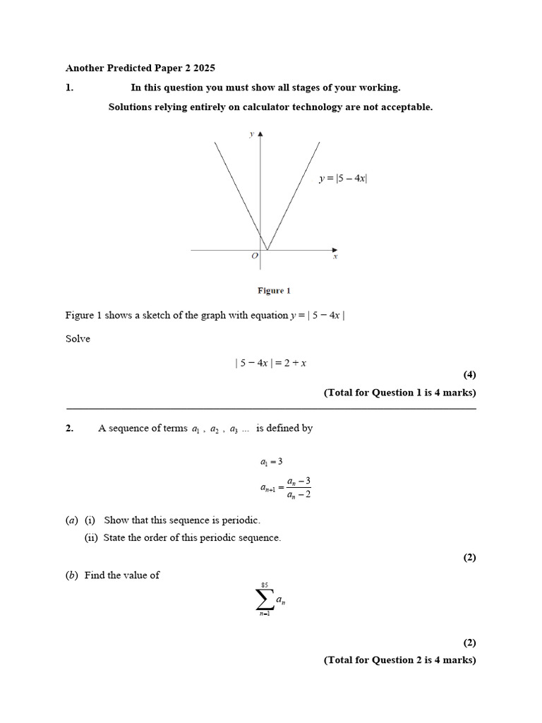 Another Predicted Paper 2 2025 | PDF | Mathematics | Mathematical Objects